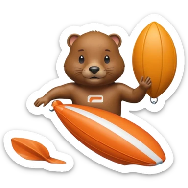 A focused beaver swimmer wearing a racing suit, diving past a floating buoy.


 sticker