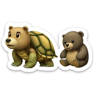 A turtle and a big Bear working  sticker