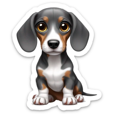 Mini dachshund piebald gray with socks paw sticker