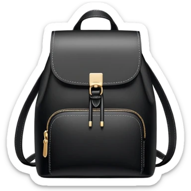 small black commuter backpack purse, women's, clean minimal aesthetic, plain sticker
