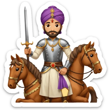 Make a emoji of Chatrapati Shivaji Maharaj in hand must have sward and horse face must be similar to shivaji maharaj  sticker