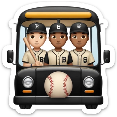 autobus de equipo llevando a egnte de basebal  y un chofer sticker