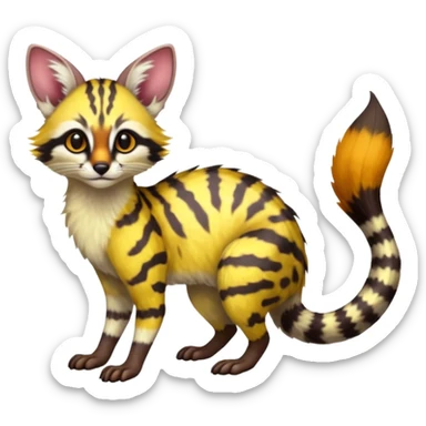 Exotic randomly colored colorful light cute lush warm-colored Fakémon-Fionbri-Vernid-Genet-creature with markings (full body) sticker