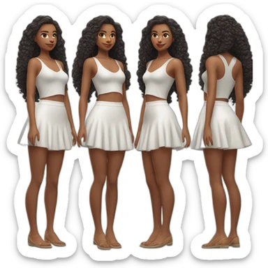 Hyperrealistic Full body Caucasian curvy beauty jumping short white skirt back and front views strong wind knickers sticker