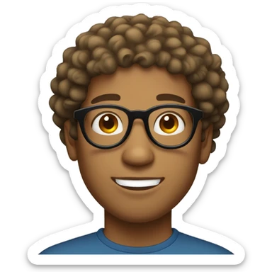 Light skinned brown man with curly hair and circular glasses  sticker