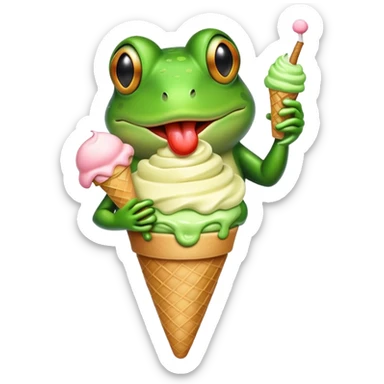 frog eating ice cream sticker