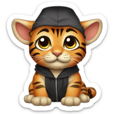 cuty tiger similar to baby yoda with a mortarboard sticker