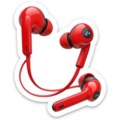 red wireless earbuds sticker