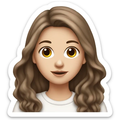 White girl with brown long hair and hot chocolate  sticker