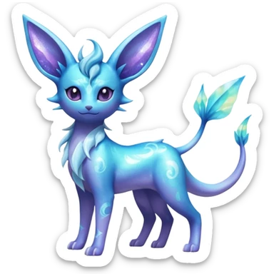 Shiny Nebulae Espeon-Lumineon-Vaporeon-Amaura-Glaceon-Dragonair-Fakémon-hybrid-creature (full body)  sticker