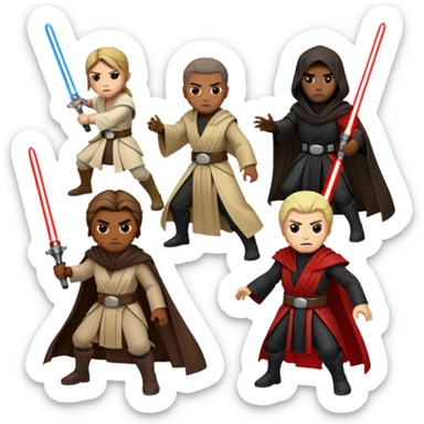 Four jedi and Four Sith fighting sticker