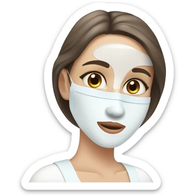 Skin care mask on white freackles skin of a brunett blue eyes girl  sticker