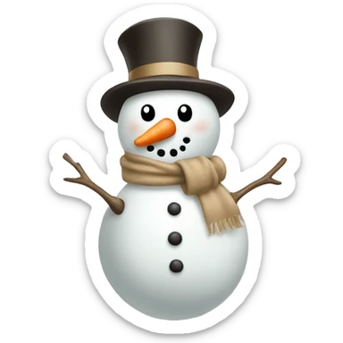 Snowman with a beige bow  sticker