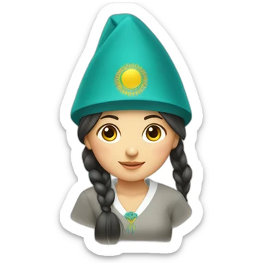 kazakh girl with kazakh national hat sticker