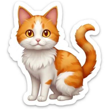 full body of tiny + skinny ginger and white cat with deep orange eyes sticker