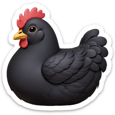 Meme-Worthy Cute Sleeping Black Chicken Portrait Emoji, Head resting peacefully with a contented smile, showcasing a delightfully compact build and a luxuriously soft black plumage, eyes shut in a serene, restful nap, Simplified yet hilariously adorable features, highly detailed, glowing with a soft, drowsy light, high shine, relaxed and utterly lovable, stylized with an air of playful laziness, bright and heartwarming, soft glowing outline, capturing the essence of a comically sleepy chicken, so meme-worthy it feels like it could instantly become the next viral sensation of adorable slumber! sticker