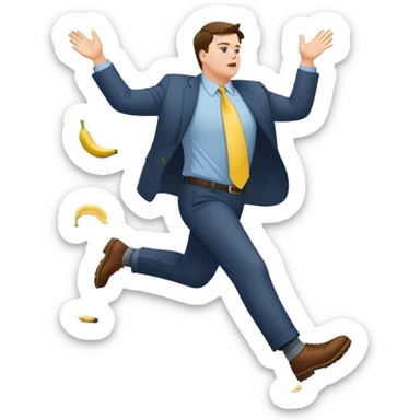 JD Vance with one foot stepping on a single banana peel on the ground, falling backwards sticker