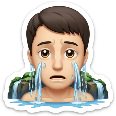 Guy crying so hard that theres a waterfall coming from his eyes sticker