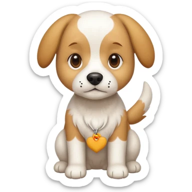 a full body white beagle x maltese x chi dog the size of a kelpie with light brown ears and a light brown patch on one eye sticker