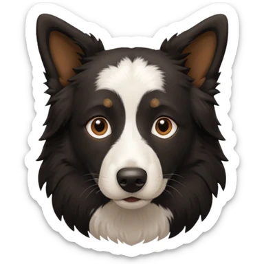 border collie predominantly black fur with brown on the eyebrows and neck, no white fur sticker