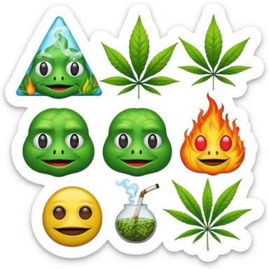 fait moi un pack demojis De fumeur pas avec les emojis de base mais des inventé type tete de beuh feuille de pepe grenouille sous weed lsd etc.. sticker