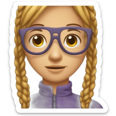 Fille avec des lunettes des cheveux châtains avec une queue de cheval et sweat sticker