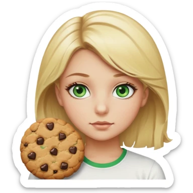 Un fille blonde au yeux vert je veut du mascara sur mais sil je veux un t-shirt blanc moulant et je veux un géant sticker