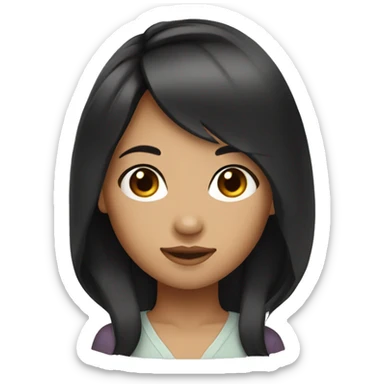 Black hair Asian girl with tan skin sticker