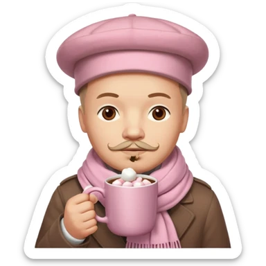 Lenin hold  Light Pink mug of hot chocolate with marshmallows in moscow sticker