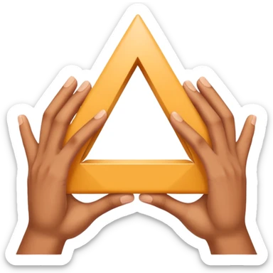 Similar to the heart hands emoji, this emoji should show a triangle created by the fingers of the hands where the two thumbs form the first side of the triangle and the remaining four fingers of each hand create one side each sticker
