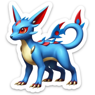  Cute Shiny Exotic Colorful Guilmon-Latias-Koraidon-Umbreon-Fakémon-hybrid-creature (full body)  sticker