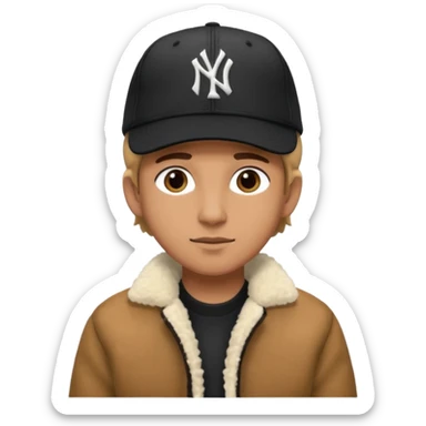 Cappellino New Era New York nero e persona con giubbotto di pecora sticker