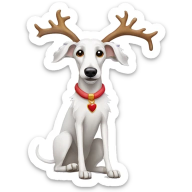 Scruffy bedlington whippet wearing antlers  sticker