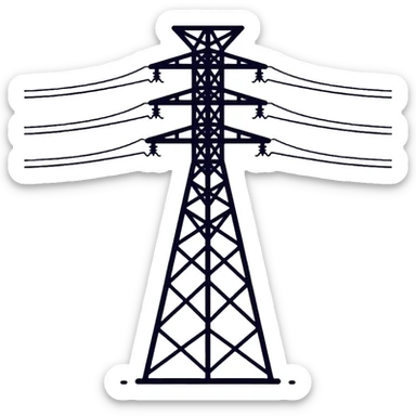high voltage electrical pole with power lines sticker