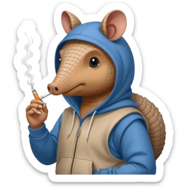 curious hacker armadilloarmadillo smoking cigarette whos always coding 24/7 sticker