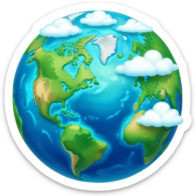 Cinematic Realistic Earth, depicted with vibrant blue oceans, clouds, and lush green continents rendered in exquisite detail, high shine, and a soft radiant glow that captures the dynamic, life-sustaining beauty of our home planet. sticker