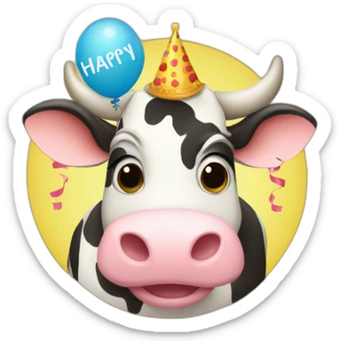 cow holding a sign that has "Happy Birthday Priya" sticker