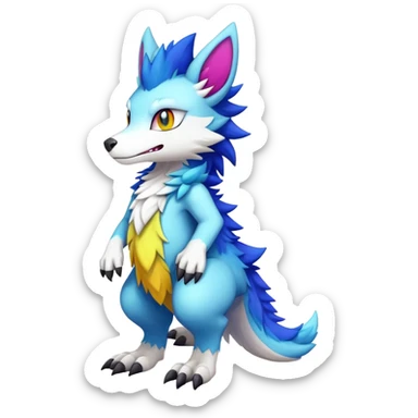  Colorful Kawaii Sergal-Fionbri FurSona Fakemon Full Body sticker
