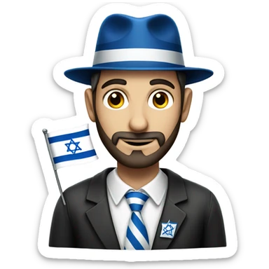 A Jewish man with a Israeli flag sticker