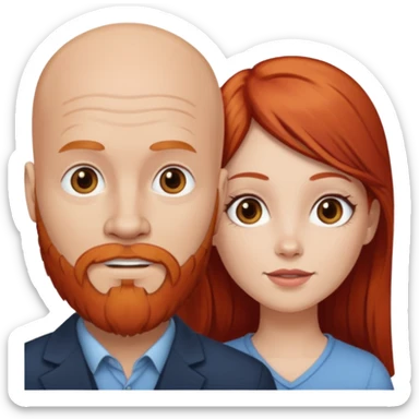 White bald man with red beard white girl with long brown hair  sticker