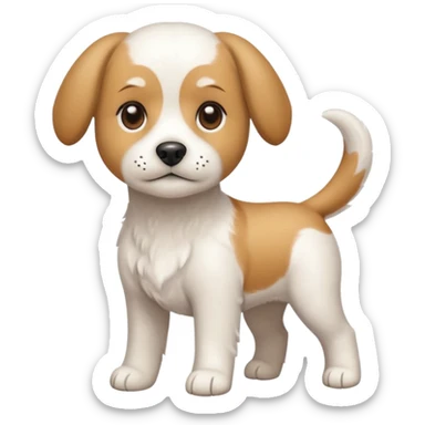 a full body white beagle x maltese x chi dog the size of a kelpie with light brown ears and a light brown patch on one eye sticker