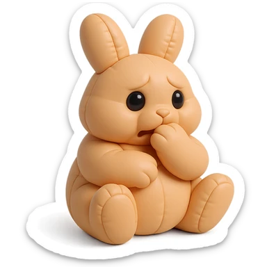 apricot bunny biting paw nervously, full body, cushion style, flawless appearance, no imperfections sticker
