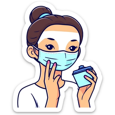 A girl doing skin care sticker