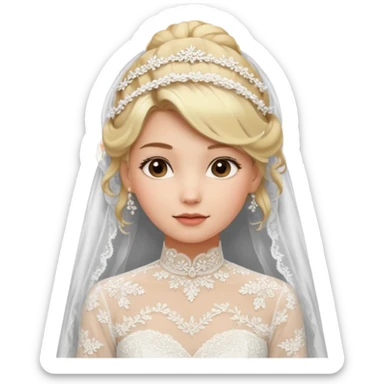 Chica blanca,pelorubi, pelo recogido, vestido novia invierno sticker