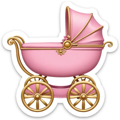 baroque pink baby carriage sticker