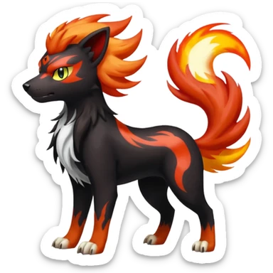 Darkrai-Growlithe-Houndoom-Meloetta-Fakémon-creature-hybrid-fusion, full body sticker