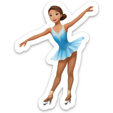 An icon featuring a graceful figure skater performing a spin on the ice. The background includes a grand ice rink palace with shining spotlights and cheering spectators in the stands. Transparent background highlights the elegance and artistry of figure skating sticker