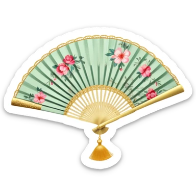 handheld folding fan sticker