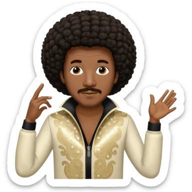 Walter Williams from The O'Jays with dark brown afro hair, cream sequin outfit sticker