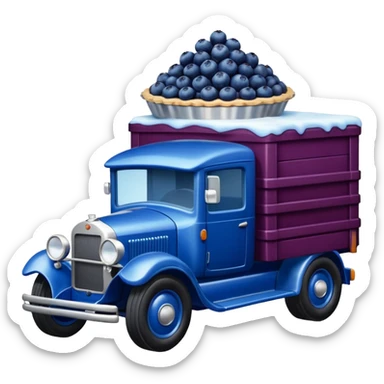 shiny crushed-dark-blue crystal body frozen blueberry pie 1912 antique long-wheelbase cab over durable trails low rider moving truck  sticker
